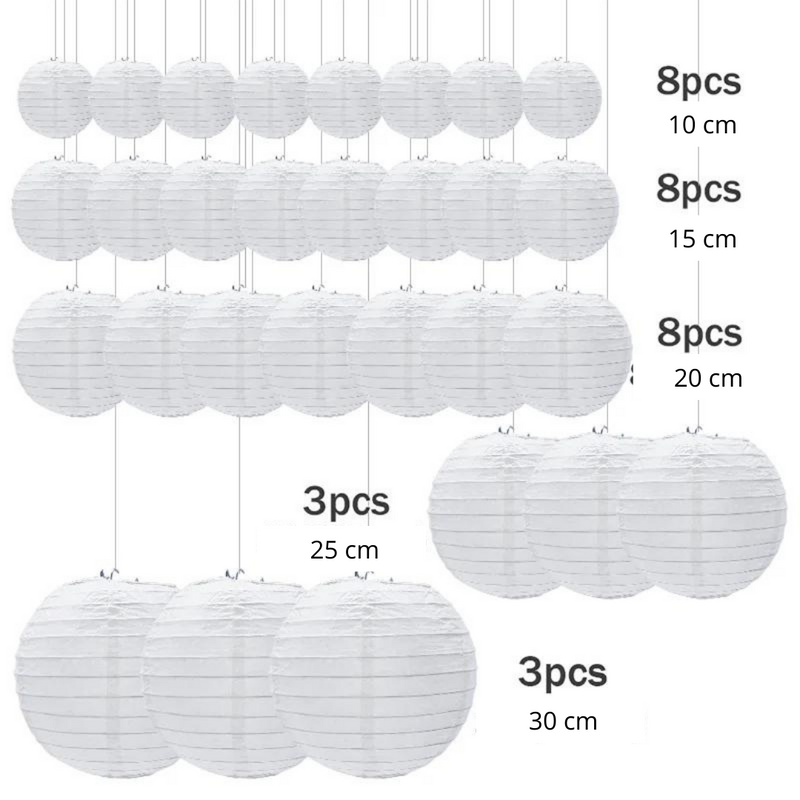 Kit 30 Lanternas Japonesas Brancas